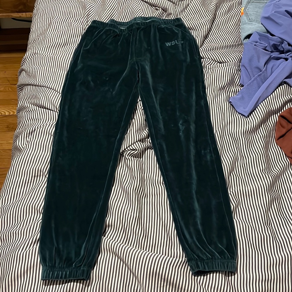 forest green velour sweat pants